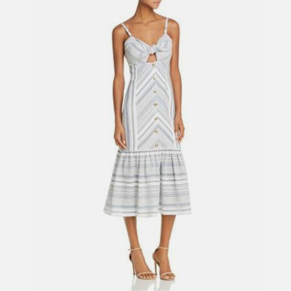 Red Carter Madelyn Striped Tie Front Midi Dress
